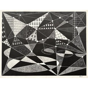 Richard Hood Vintage Abstract Modernist Lithograph, Signed c. 1951/Le Corbusier  - Picture 1 of 5