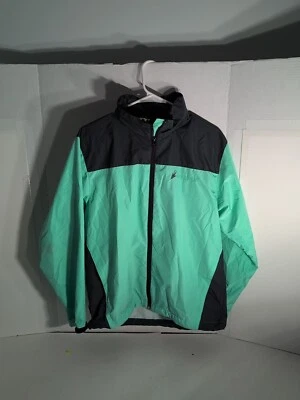 Jaqueta Frogg Toggs S/M azul-petróleo preta chuva com capuz zíper completo concha ao ar livre * - Imagem 1 de 4