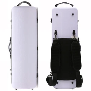 White 4/4 Violin Case - Carbon Fiber, Music Sheet Bag, Oblong Design - Imagen 1 de 11