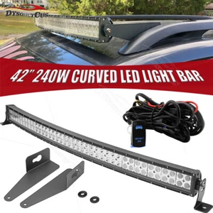Fit 14+ Jeep Cherokee KL 42''Curved LED Light Bar+No Drill Roof Rails Mount Kits - Picture 1 of 6