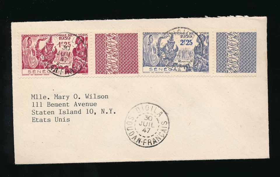 ÁFRICA OCCIDENTAL FRANCESA DIOILA MALI 1947 SENEGAL NY EXPO SET INTERPANNEAU Foto 1 de 1
