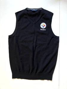 PITTSBURGH STEELERS Black Cotton NFL FOOTBALL SWEATER VEST Fan Golf Shirt Men S - Picture 1 of 5