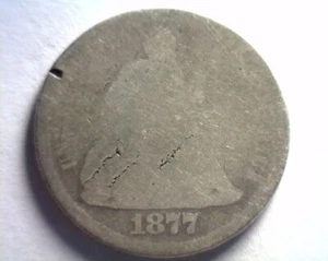 1877-CC SENTADO LIBERTY DIME SOBRE BUENA AG BONITA MONEDA ORIGINAL BOBS MONEDA ENVÍO RÁPIDO - Imagen 1 de 2