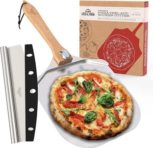 Foldable Aluminum Metal Pizza Peel 12 inch & Cutter - Easy to Use, Clean, Store - Picture 1 of 7