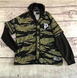 Primitive Skateboarding Hoodie Mens XXL Black Green Tiger Camo Baseball Jersey - Picture 1 of 12