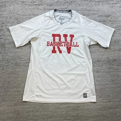 Camisa de Combate Nike Pro Grande Blanca Compresión Rendimiento Centro Swoosh Drifit Foto 1 de 4