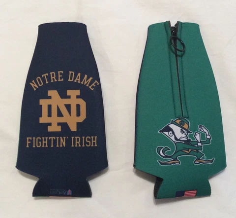 NOTRE DAME Fighting IRISH KOOZIE Insulated BEER BOTTLE SLEEVE HOLDERS Cooler ND Cover