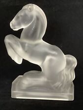 Vintage Fostoria Satin Frosted Glass Rearing Horse Bookend Book End 7.5”