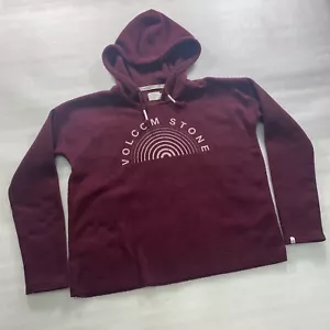 Volcom Stone Adult XS Hoodie 42-Inch Chest Logo Drawstring Maroon White PreOwned - Picture 1 of 12