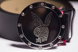 Girl's Playboy Stylish Leather Belt with Bunny Logo Stone planted Buckle 