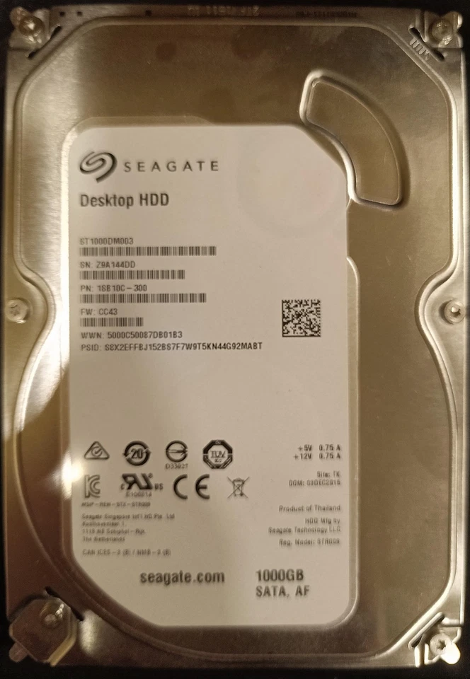 SEAGATE 1Tb Desktop 3.5" SATA HDD Hard Disk Drive ST1000DM003  - Image 1 of 1
