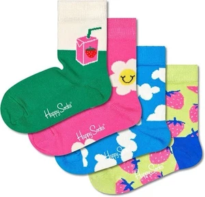 Happy Socks 4-Pack Printed Crew Socks for Kids Picnic Set Size 7-9 Years Old - Picture 1 of 9