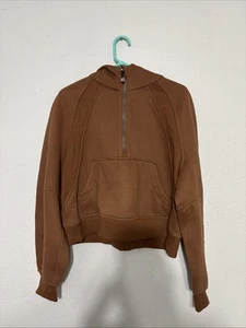 Lululemon Scuba Oversized Half-Zip Crop Hoodie - Brown, Womens M/L - Imagen 1 de 3