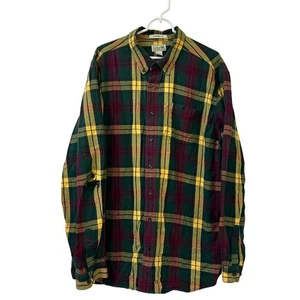 L.L. Bean Mens Sz XXL Tall Scotch Plaid Flannel Green & Red Button Down Shirt - Picture 1 of 5