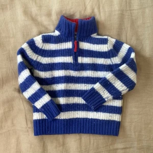 Mini Boden Striped Sweater Boys Blue White Long Sleeve Size 6-7 - Picture 1 of 6