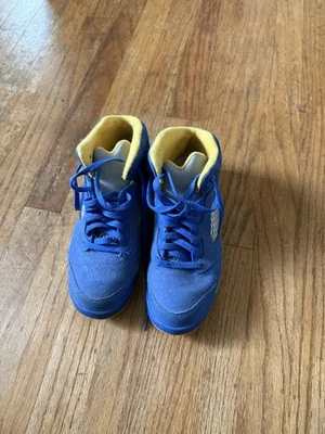 Tênis Air Jordan 5 edição retrô Laney azul royale amarelo, juvenil - Imagem 1 de 4