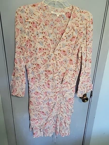 Veronica Beard Dress Sz 4 Pink Blue Floral Ruched Front  - Picture 1 of 11