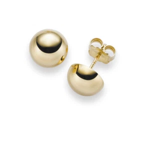 Par de pendientes semiesféricos bola 585 oro amarillo 14 quilates oro 10 mm pendientes - Imagen 1 de 3