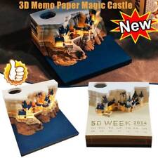 3D Castle Memo Pads, 2024Desk Calendar Memo Pad Castle Weekly Notepad w/light,