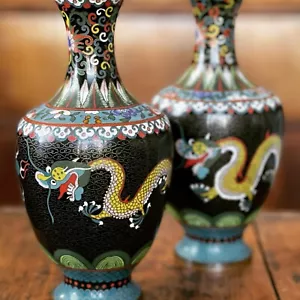 More details for meiji period cloisonne vases circa 1870 japanese 