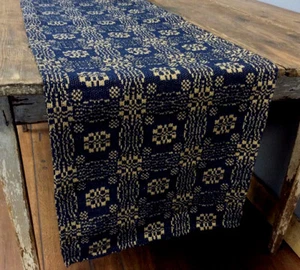 Gettysburg TABLE RUNNER - NAVY and CREAM  32" x 14"  Primitive Farmhouse - Picture 1 of 2