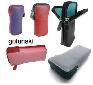 Zipped Soft Golunski Leather Double Spectacle Glasses Case Multi Coloured - 157 - Picture 1 of 32