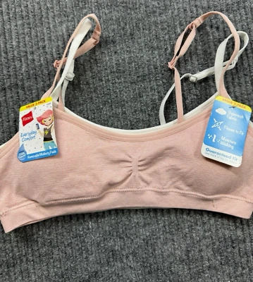 Sujetador deportivo pequeño Hanes para niñas rosa y negro nuevo paquete de 2 Foto 1 de 4