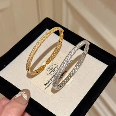 18K настоящее золото покрытием цирконий пшеницы вязаный браслет свет роскошь ретро женщин - Изображение 1 из 4