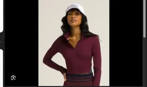 WILSON WILSON RIVERSIDE 1/4 ZIP CROPPED LONG SLEEVE TOP XS MAROON TENNIS NEW NWT - Picture 1 of 7