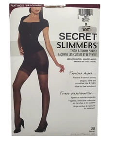Pantyhose SECRET SLIMMERS Neutral Queen Size Thigh & Tummy Shaper SEALED Vintage - Picture 1 of 2