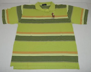 Vintage Polo Ralph Lauren Shirt Sz L 80s Big Pony Avocado Orange Stripe Polo USA - Picture 1 of 10