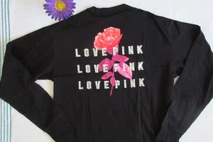 Victorias Secret PINK Medium Womens Black Bling T Shirt New - Picture 1 of 15