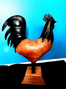 Pollo gallo in legno e metallo alto 18" vintage - Foto 1 di 11