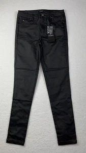 Spym Jeans Men Sz 36 Black Faux Leather High Rise Skinny Pants - Picture 1 of 9