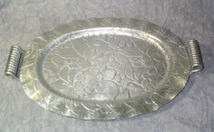 Vintage Keystoneware Paisley Aluminum Floral Tray 17 1/2", Coiled Handles #425 - Picture 1 of 3