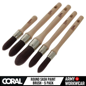 Coral Paint Brushes Aspire 5 Piece Round Sash Set Firm Pointed Stubby Sash - Picture 1 of 4