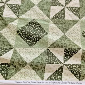 Cotton Fabric Calico Green Cheater Autumn Quilt by Joan Pace Baker 42"W x 2 Yds - Picture 1 of 5