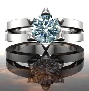 3.29 Ct Ice White Round Moissanite Diamond Solitaire Ring 925 Silver Size 7 - Picture 1 of 2