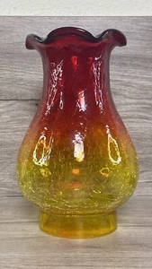 Crackle Glas Amberina Hurricane Kamin Lampenschirm Vintage - Bild 1 von 14