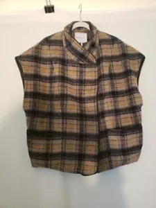 Andersen & Lauth Anthropologie Plaid Flannel Jacket Vest OVERSIZED One Size - Picture 1 of 7