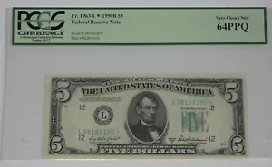 1950-B*STAR $5 San Francisco L-District FRN PCGS Very Ch New 64 PPQ Fr#1963-L* - Picture 1 of 4