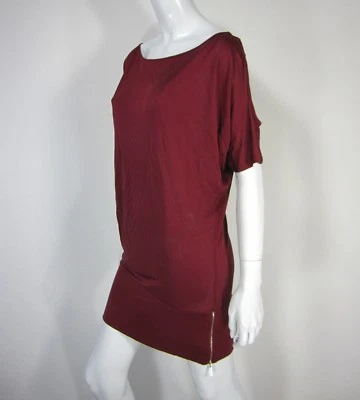 Marciano 100% шелк один холодные плечи Chemise лодка шеи платье молнии S маленький красный  - Изображение 1 из 4