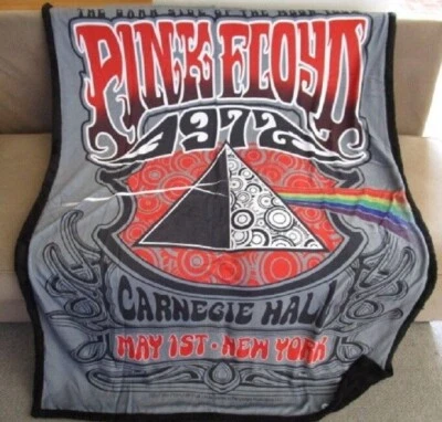 New Pink Floyd 1972 Tour Poster Fleece Sherpa Back Gift Throw Blanket Dark Side - Image 1 of 4