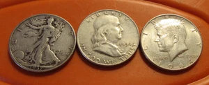 Liberty, Franklin And Kennedy Half Dollars, (Lot Of 3) 90% Silver, Starter Set - Picture 1 of 2