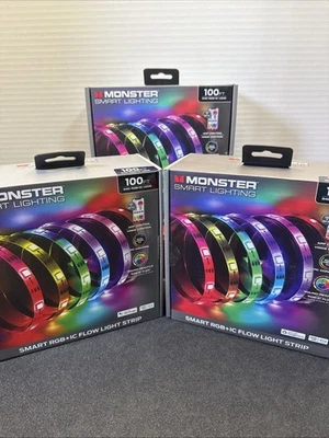 Monster RGB LED Inteligente 100 pies Interior Multicolor Flujo Tira de Luz, Sonido Reactivo  Foto 1 de 4