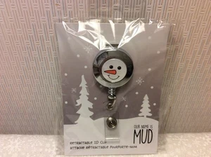 BADGE HOLDER SNOWMAN New in plastic sealed bag METAL-SILVER-RETRACTABLE - Picture 1 of 2