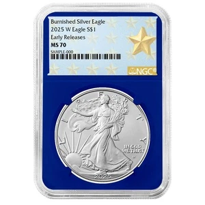 2025-W Burnished $1 American Silver Eagle NGC MS70 ER West Point Star Label - Picture 1 of 3