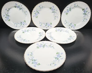 6 Royal Adderley Sweet Forget Me Not Salad Plate Set Vintage Floral Dish MCM Lot - Picture 1 of 24