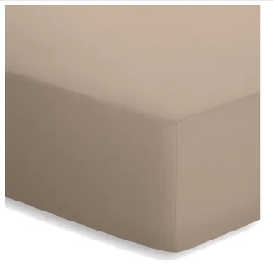 schlafgut Mako-Jersey Basic Spannbetttuch, Baumwolle, Taupe, 200 x 150 cm - Bild 1 von 3