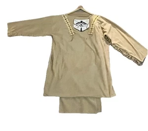 Set camicia e pantaloni Chaps vintage western cowboy nativi americani con frange di perline - Foto 1 di 6